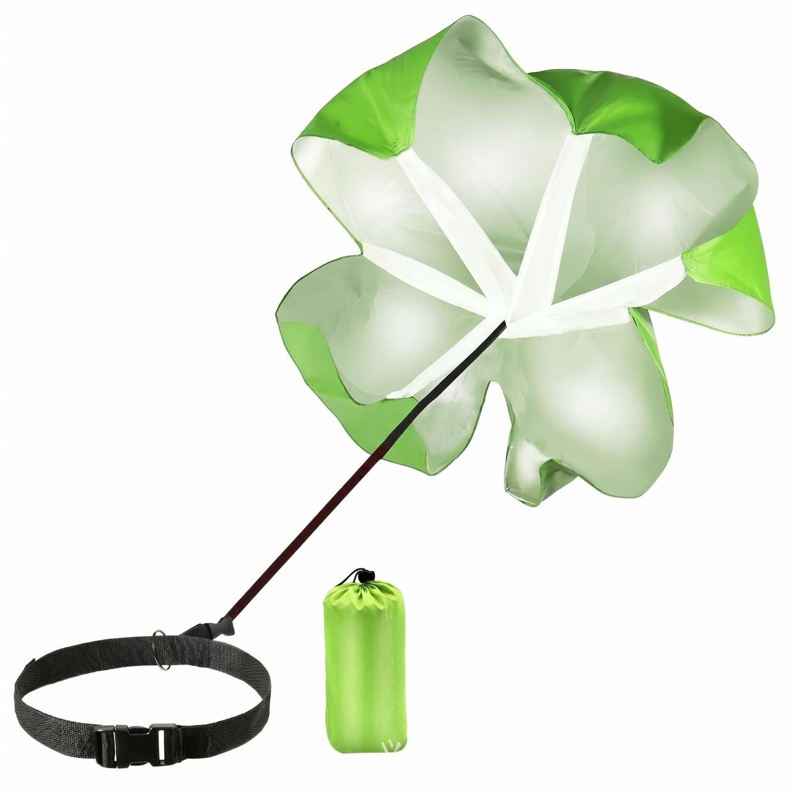 Collapsible Sprint Training Parachute Lightweight Sprint Parachute Textile Canopy Speed Chute Waist Belt for Runners, Football Players, Athletes, Green, Single para Belt-image-8