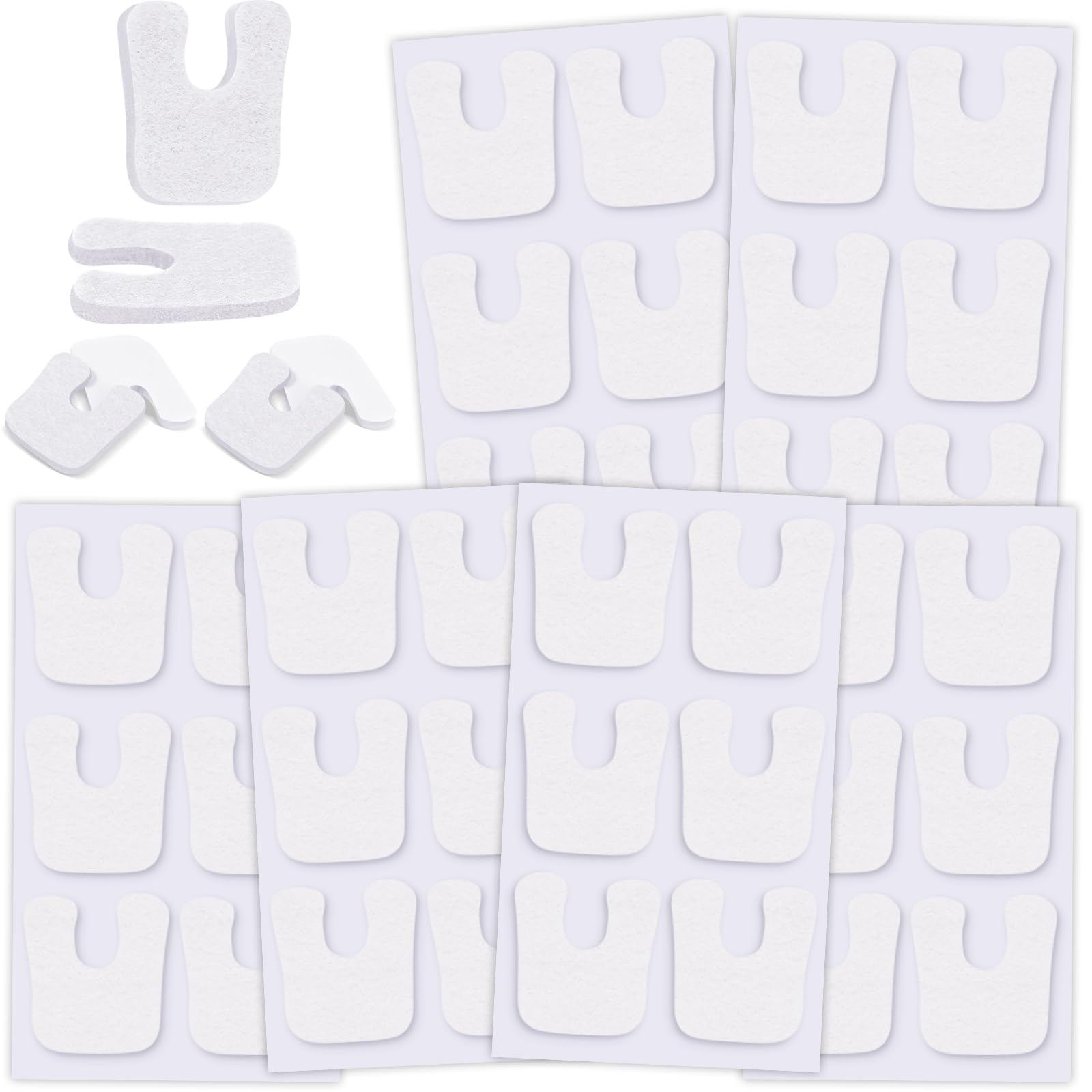 36 Pcs U-Shaped Callus Cushions, Soft Corn Pads for Foot Bottom, Felt Adhesive Metatarsal Pads, White Heel Protectors for Pain Relief, Prevent Calluses from Rubbing in Shoes for Men &amp; Women.