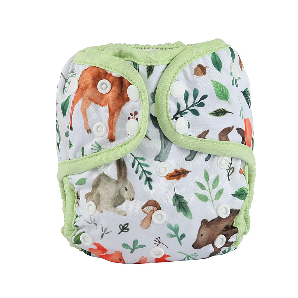 One Size Cloth Diaper Cover Snap With Double Gusset (Woodland)