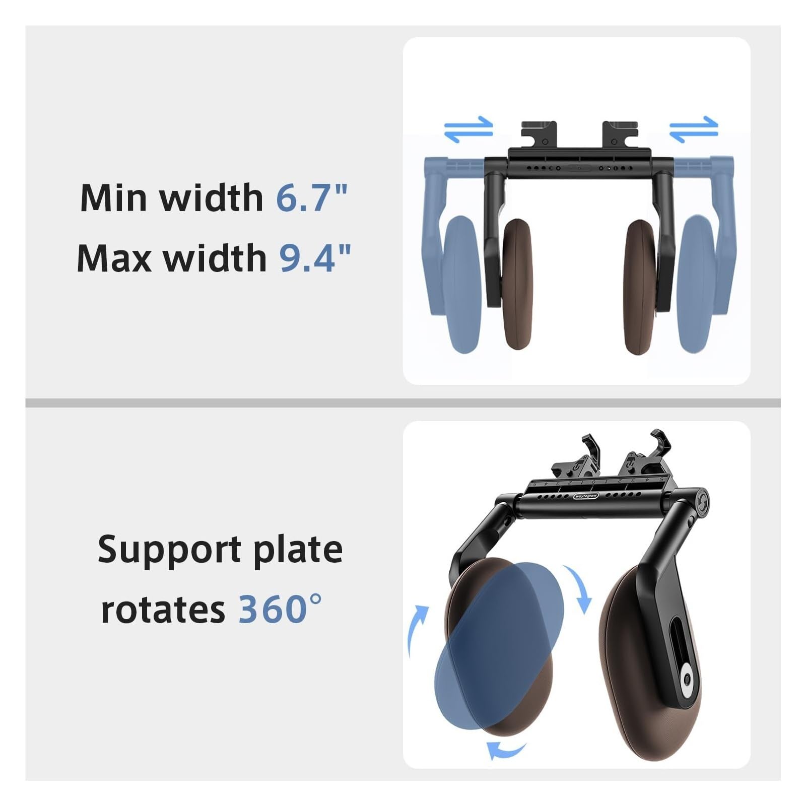 Genérico Almohada Ajustable for reposacabezas de Coche Espuma viscoelástica 360°, Tela Seda Hielo, Soporte for Cabeza y Cuello Viaje for niños Adultos(Black)
