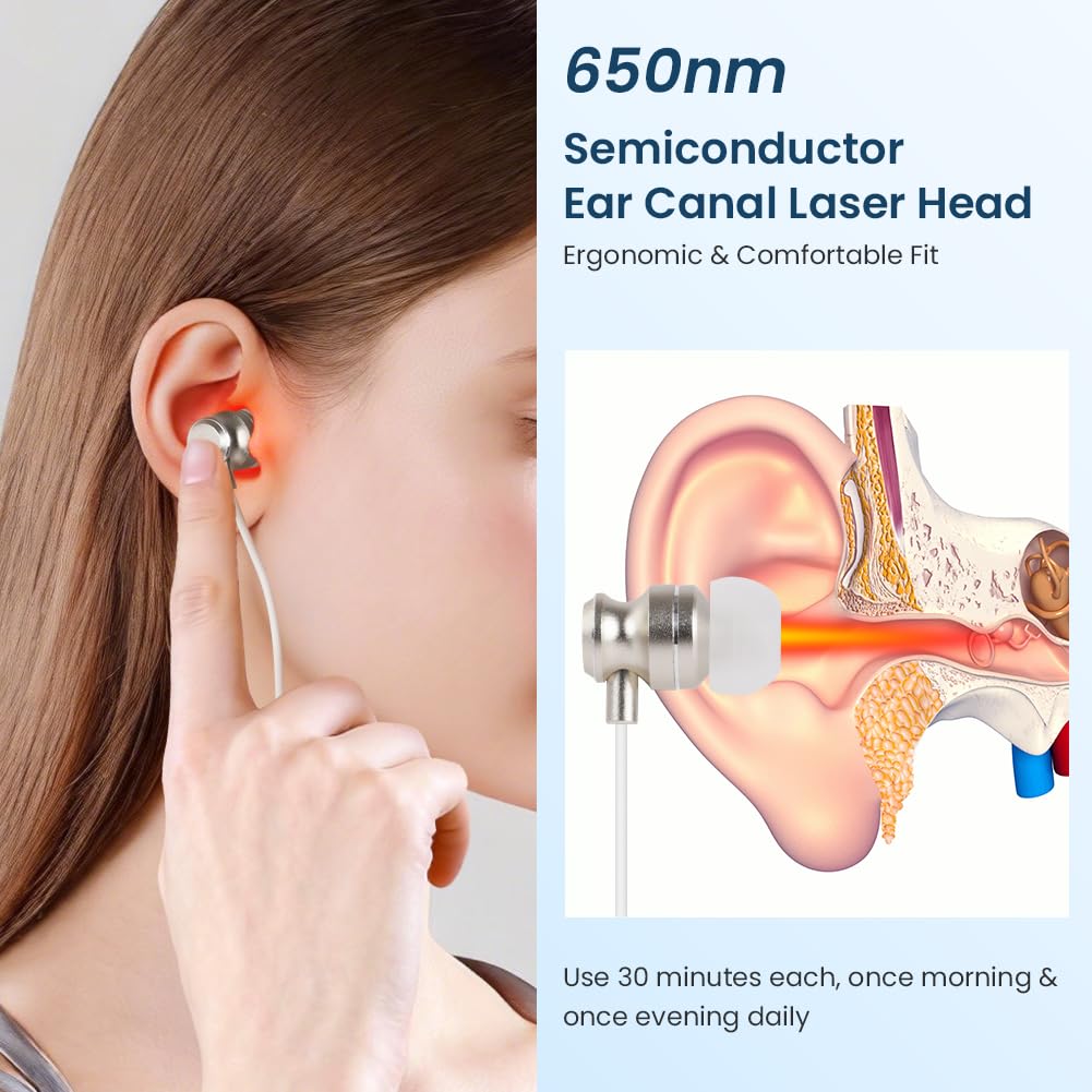 Aolso Tinnitus Infrarot OhrstöPsel, 2-in-1 Rotlichttherapiegerät für Nase Ohren, Rotlicht Tinniplug Kopfhörer Gegen Tinnitus, Rotlichtgerät für Tinnitus, Schnelle Hilfe bei Ohrgeräuschen