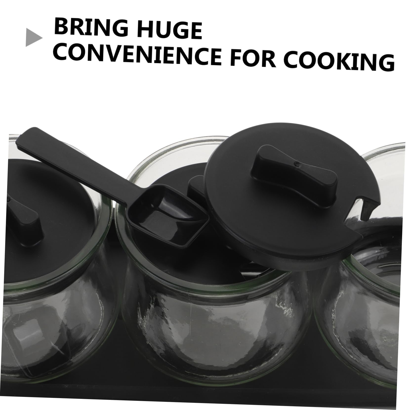 3 Pezzi Barattoli Spezie Trasparenti in Vetro Vassoio e Cucchiai Dosatori Contenitori Condimenti per Cucina Sicuri e Pratici per Conservazione