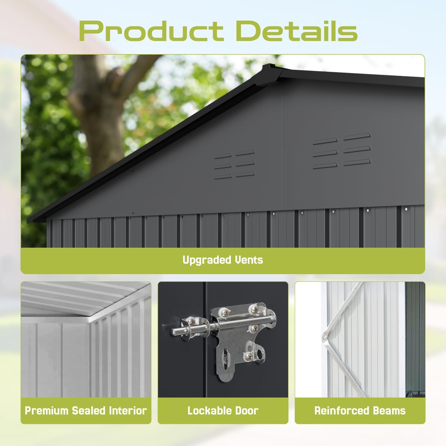 5' x 3' Outdoor Storage Shed, Sturdy Metal Building w/Floor Frame and Lockable Doors for Garden, Backyard, Poolside and Lawn, Grey