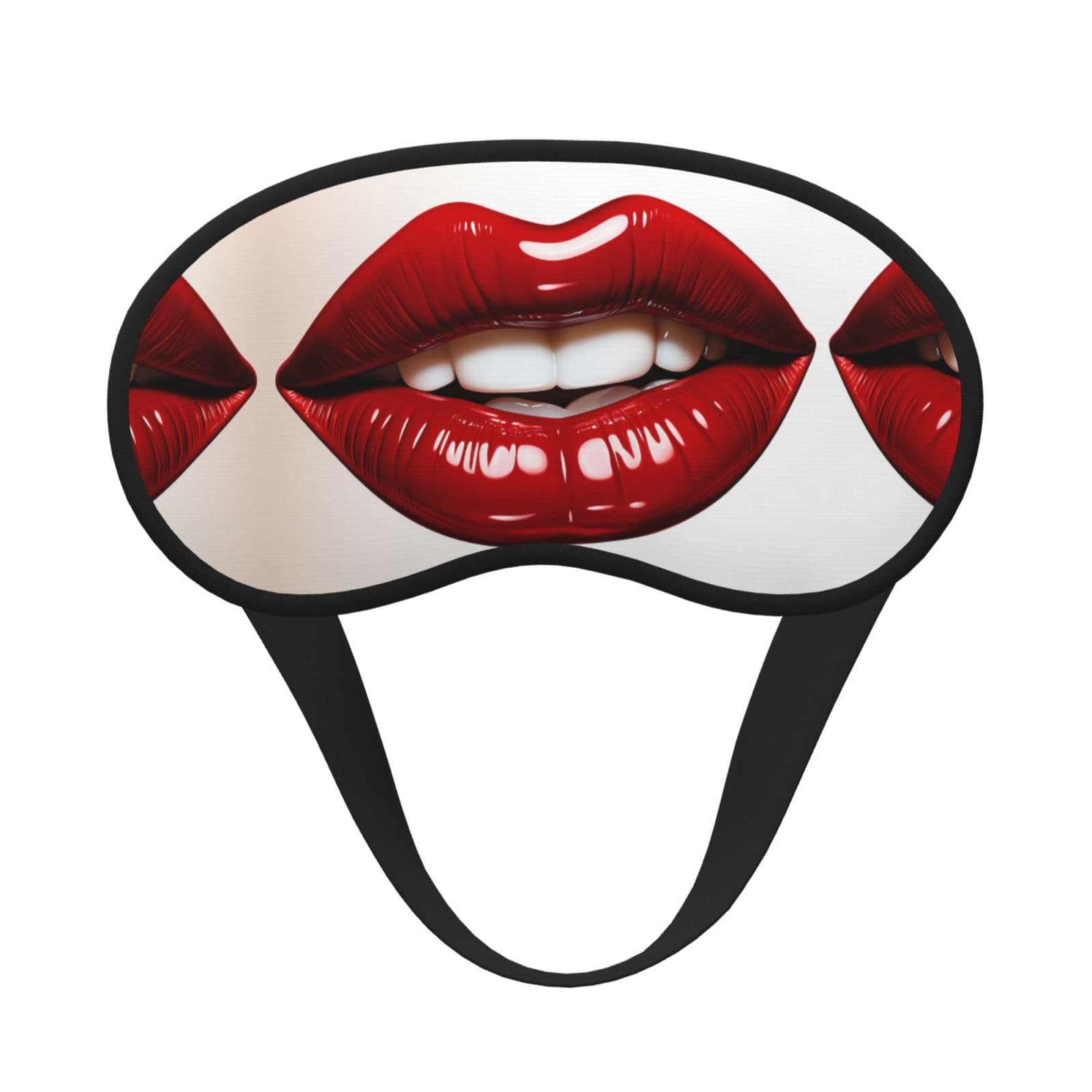 Cute Graphic Red Lips Sleep Mask for Side Sleepers: Blackout Eye Masks for Sleeping - Soft Breathable Soft Eye Shade Cover for Travel - Adjustable Night Blindfold for Men Women Gifts