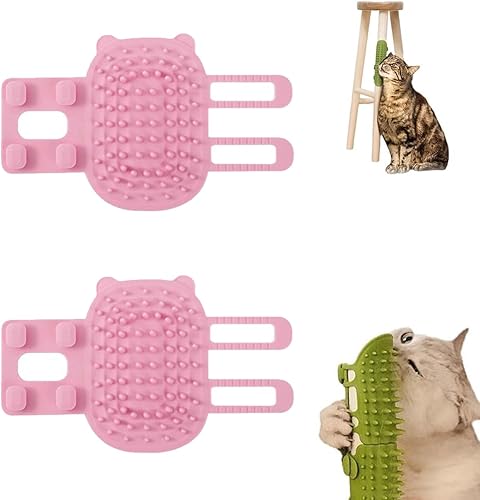 LONVEAR Herramienta de frotamiento antipicazón para mascotas, 63 dientes de peine de cabeza redonda, rosa, para gatos y perros