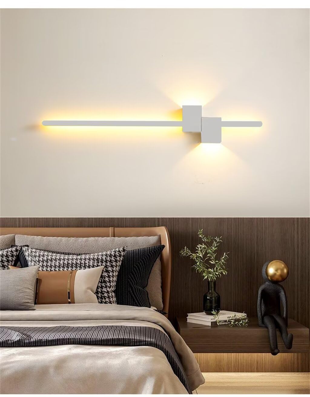 DESHOME Soggiorno Appliques, Moderno Applique da Parete Interna Bianco 3000 K Luce Calda 62 cm Lunga Lampada da Parete LED Illuminazione Illuminazione Apparecchio Per Camera da Letto Ufficio Corridoio