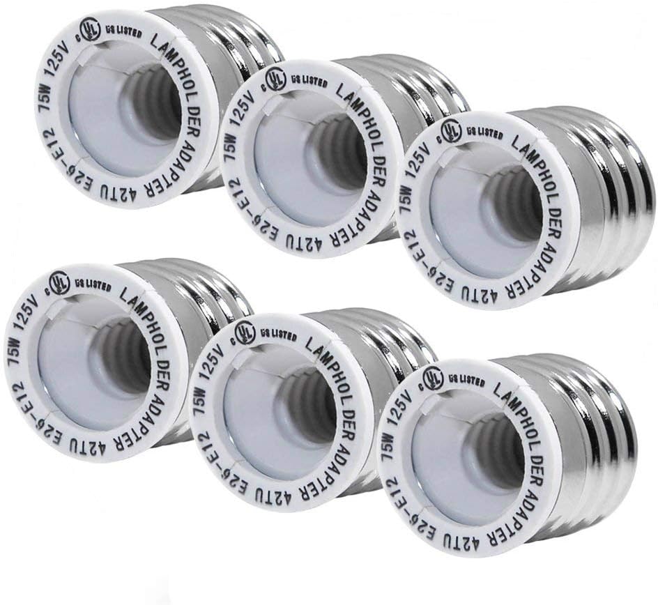 SleekLighting Bulb Adapters/Converts Standard (E26) Bulb Base to (E12) Chandelier Socket