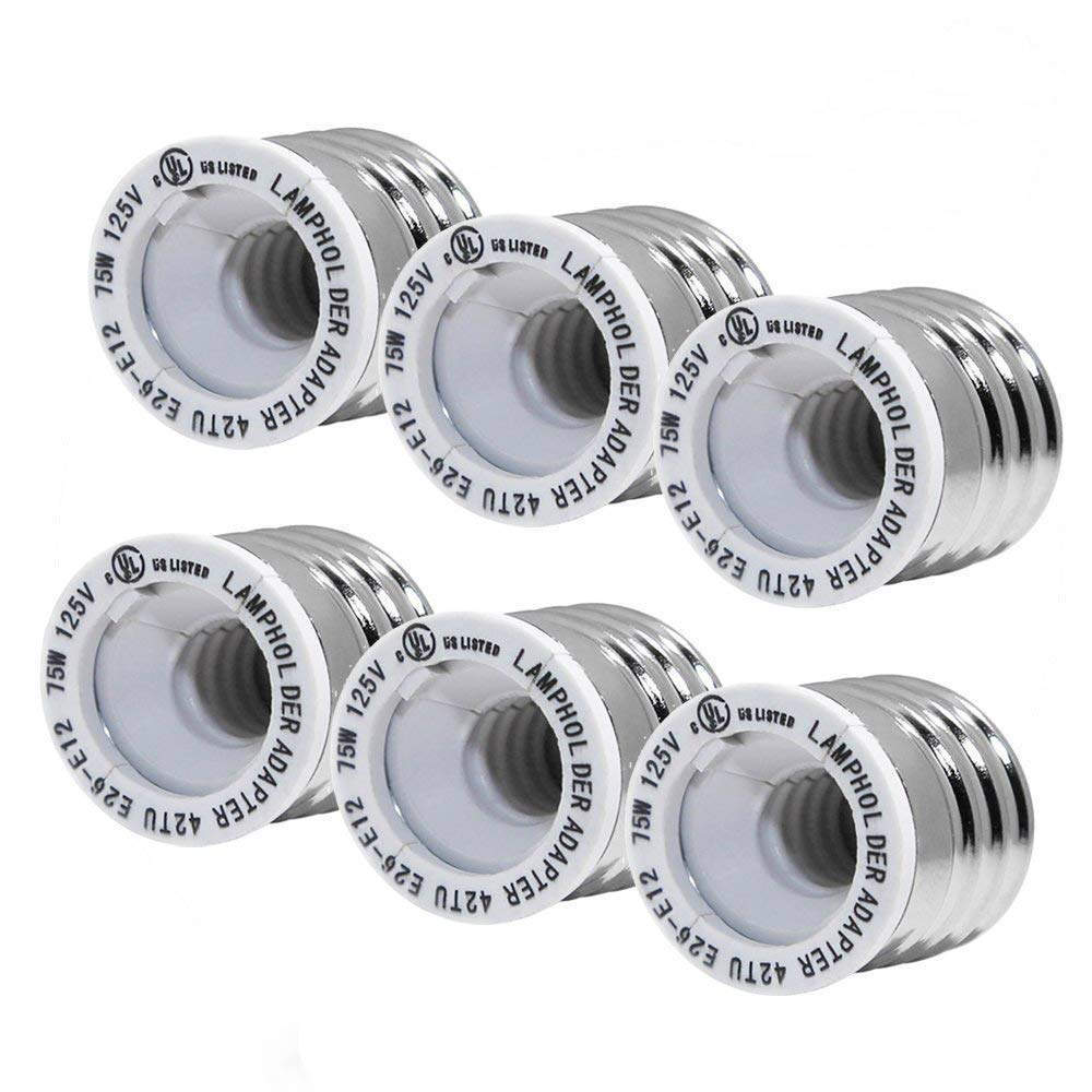 YI Lighting 15pcs UL Medium Edison Screw (E26/E27) to Candelabra Screw (E12) Light Bulb Socket Adapter Converter Reducer (E26/E27 to E12) (15)