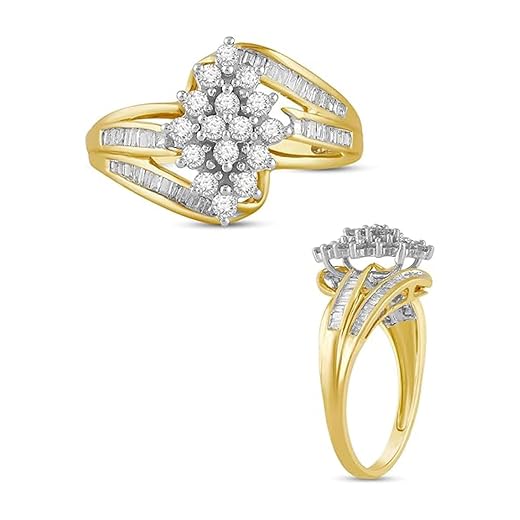 10K Yellow Gold Diamond Cluster Ring
