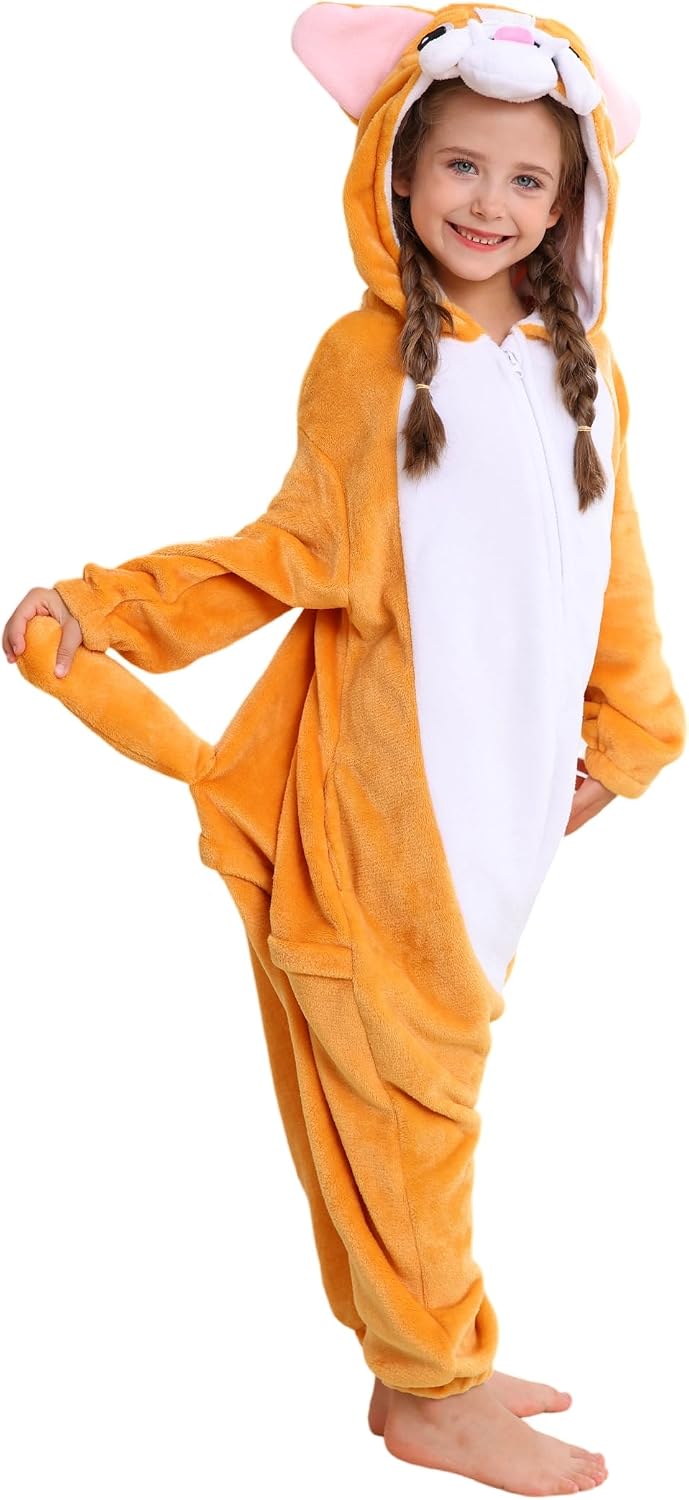 ATOZ Unisex Children Animal Bulldog Onesie, Halloween Costume Pajamas Christmas Cosplay Sleepwear For Boys Girls