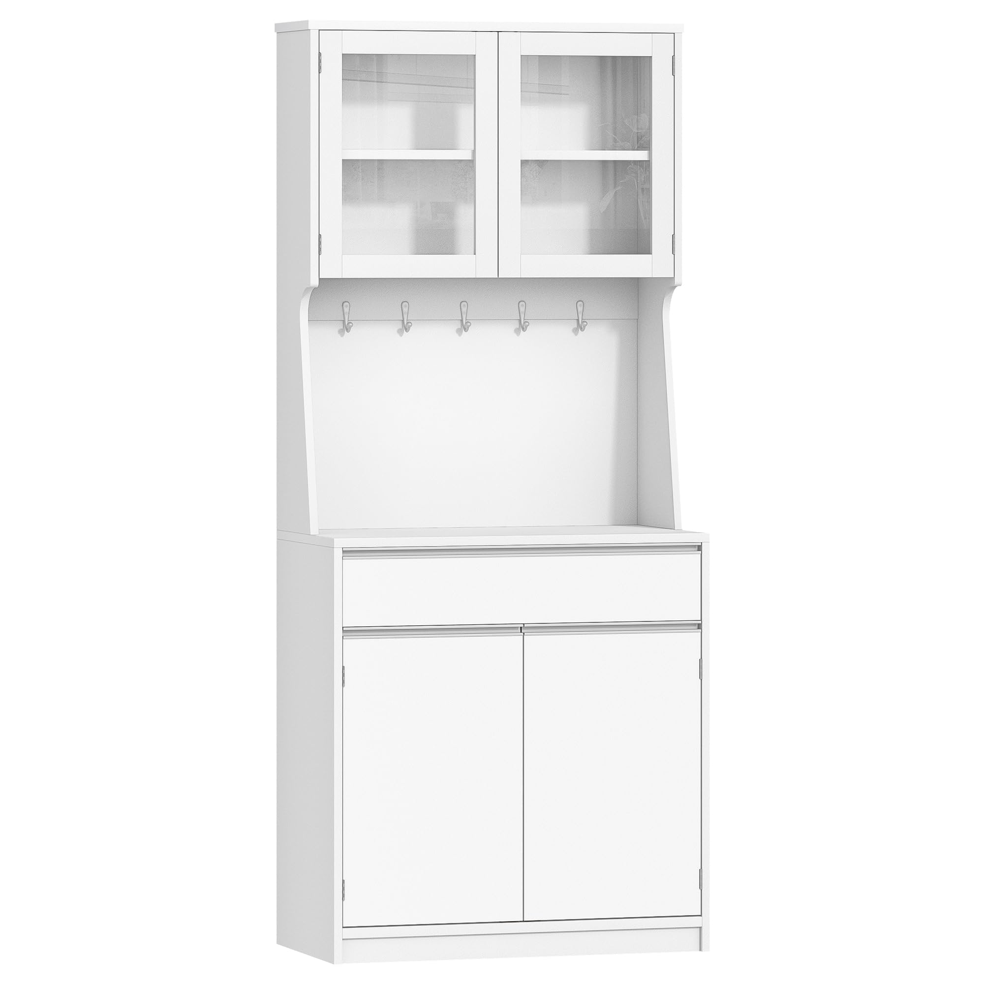 Hzuaneri Meuble Cuisine, Buffet Haut, Meuble de Rangement avec Plan de Travail et 4 Compartiments de Rangement, Cuisine, Salon, 40 x 75 x 180 cm, Blanc Naturel, PT40003XV1