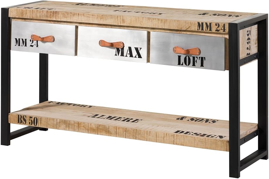 Massivmoebel de Massivmoebel24.de factory #134 tavolo consolle in legno di mango e ferro 140x40x76 09-100-559-0134