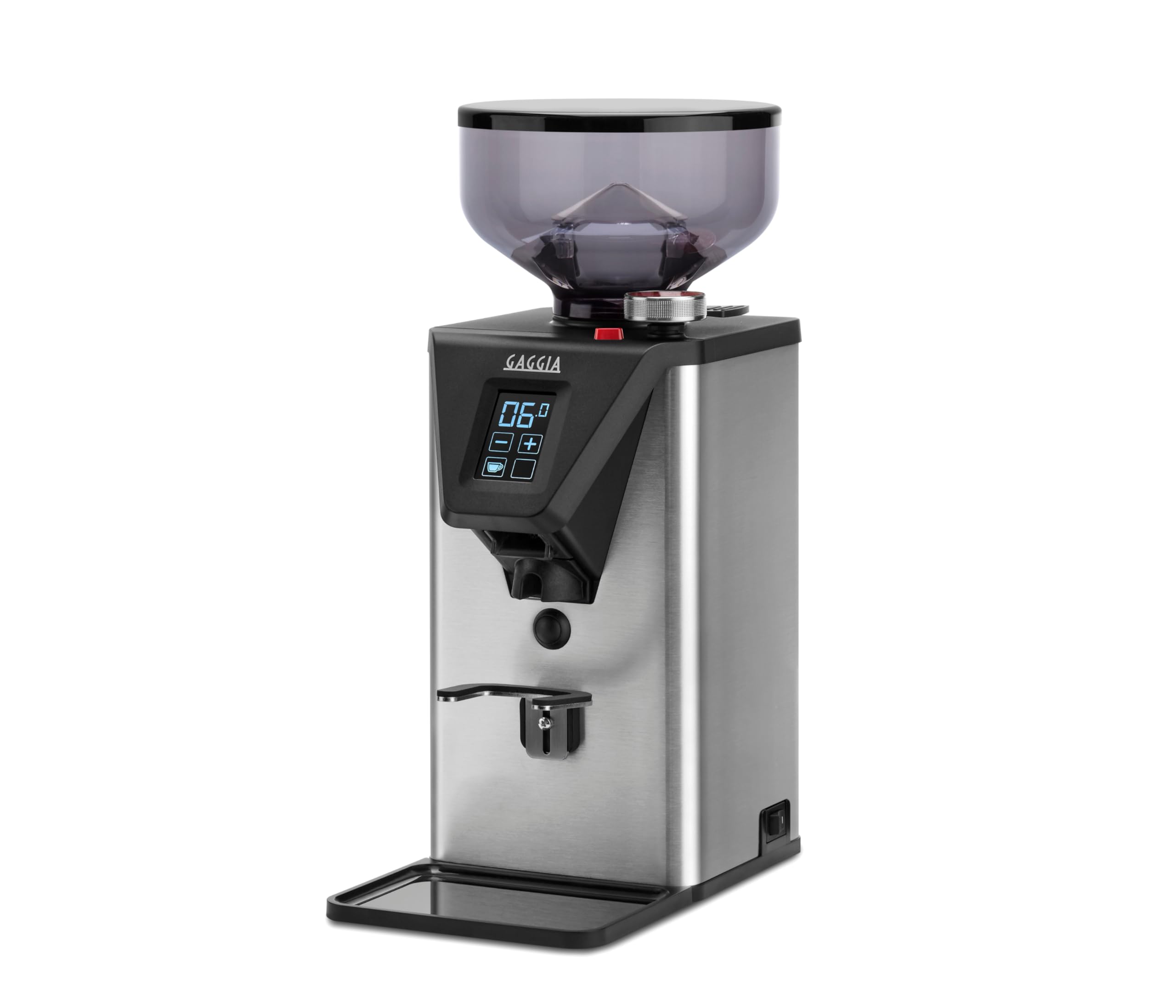 Gaggia Milano MDF55 - Molinillo de café espresso, tolva de 250 g, fabricado en Italia, controles de pantalla táctil y perilla giratoria, ajuste micrométrico continuo, rebaba plana, motor de 310 W