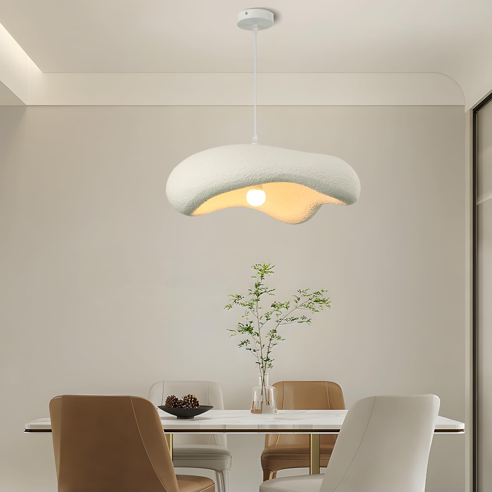 Lampadario A Sospensione Wabi-Sabi,Moderno Lampadario Camera Da Letto Paralume Bianco,Nordico Lampada A Sospensione Come Nuvole Irregolari,Lampadari Soggiorno,Cucina,Corridoio,E27 50CM