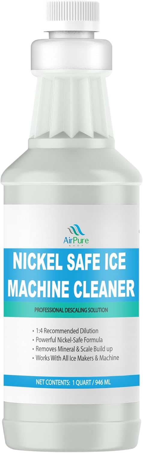 Nickel-Safe Ice Machine Cleaner & Descaler (1 Quart / 946 ml), Professional Descaling Solution for Commercial and Residential Ice Makers, Removes Scale & Mineral Build-Up, Compatible with Major Brands