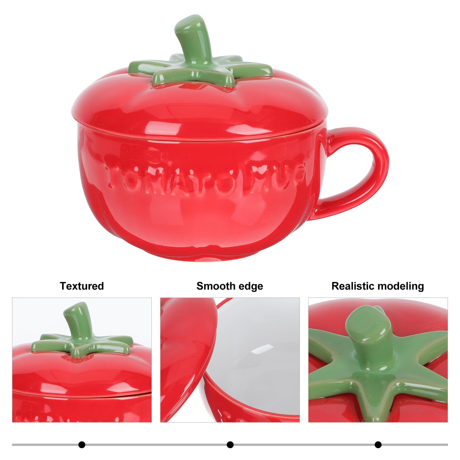 Keramik Wassertrinkbecher in Tomatenform mit Deckel Entzückender Trinklernbecher mit Glatter Oberfläche für Büro und Frühstück