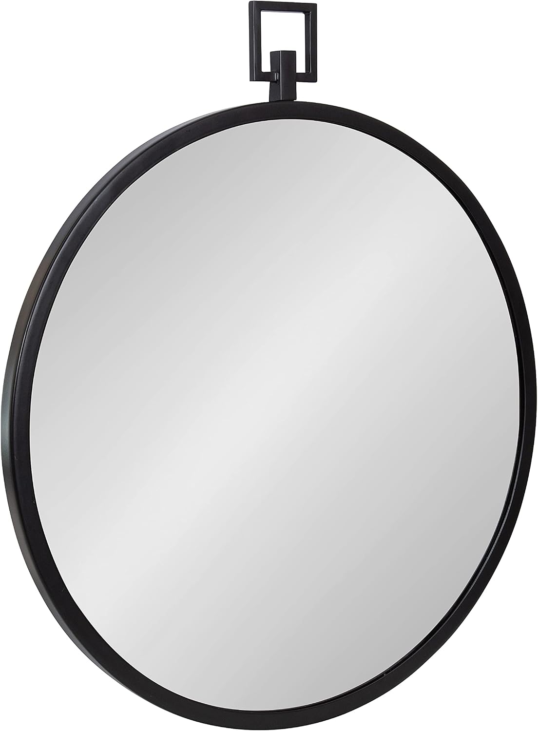 Kate and Laurel Tabb Modern Round Mirror; 24 x 28; Black; Decorative Glam Circle Mirror for Wall