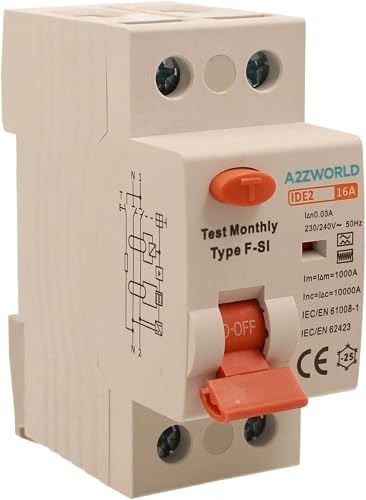 Disjoncteurs différentiel Type F-SI super immunisé 16A 30mA 1P+N 10kA 2 modules, idéal pour installations avec onduleur, pompes à chaleur, climatiseurs, UPS et bornes de recharge (wallbox) - 1