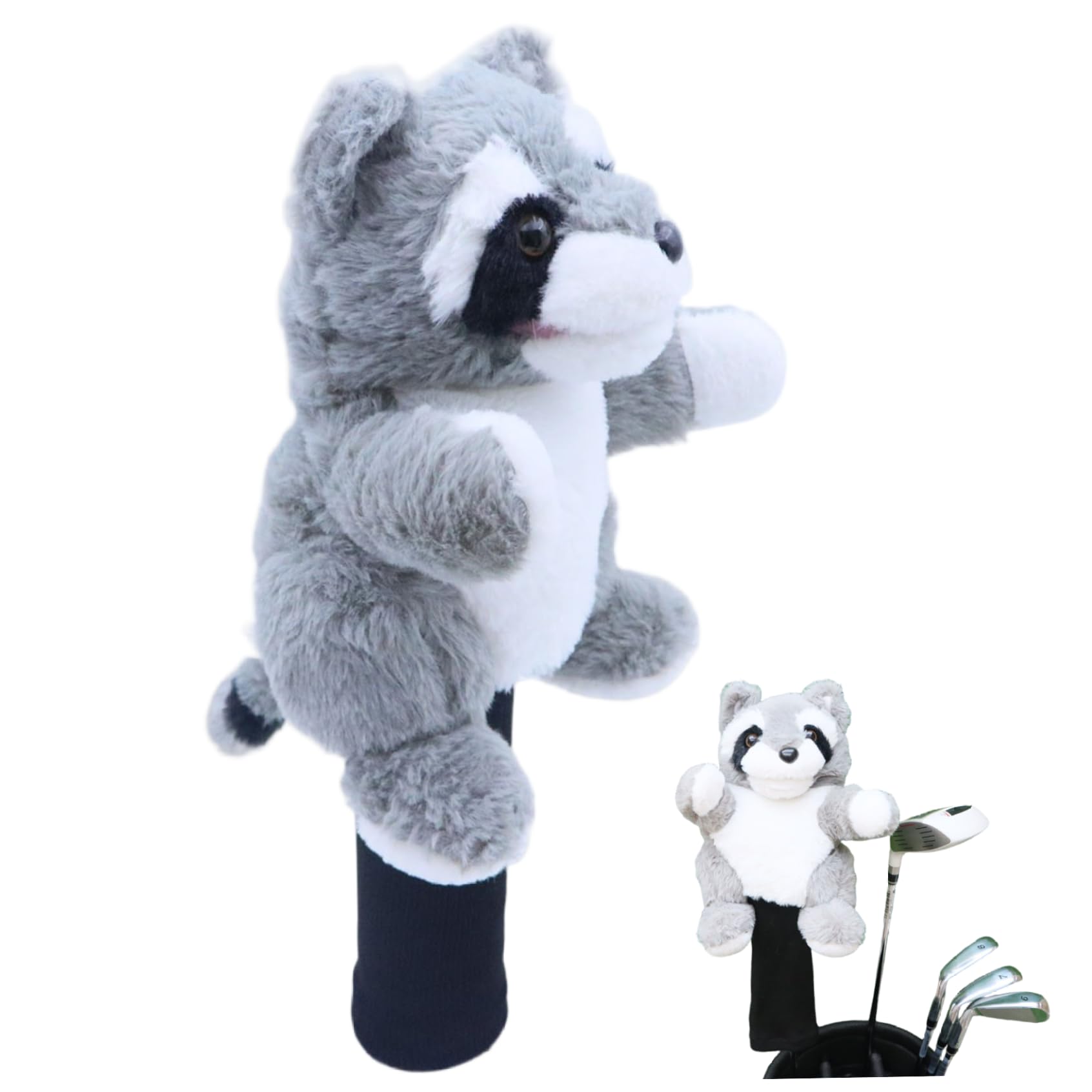 Divertenti coprimazze da golf, graziosi coprimazze da golf in peluche a forma di procione, da morbidi per uomo e donna