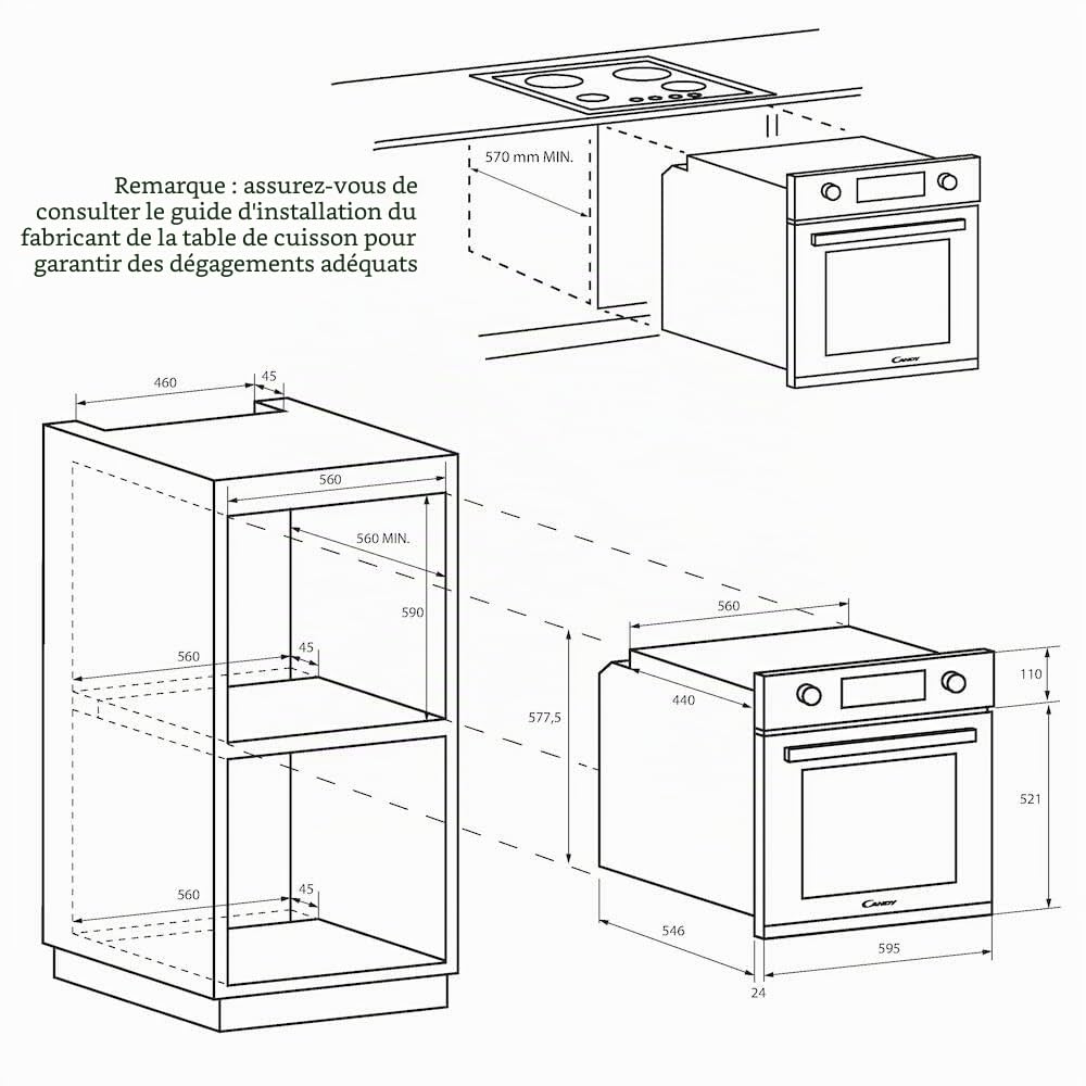 CANDY Four Électrique Inox FIDC X625 L - Chaleur Tournante, 70L, Nettoyage Aquactiva, Connectivité hOn, 8 Fonctions, Classe A+