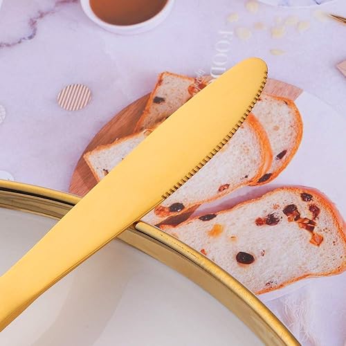 Miniatura 2 de BuyGo - Juego de cubiertos dorados para 6 cubiertos de acero inoxidable, juego de cubiertos de 24 piezas