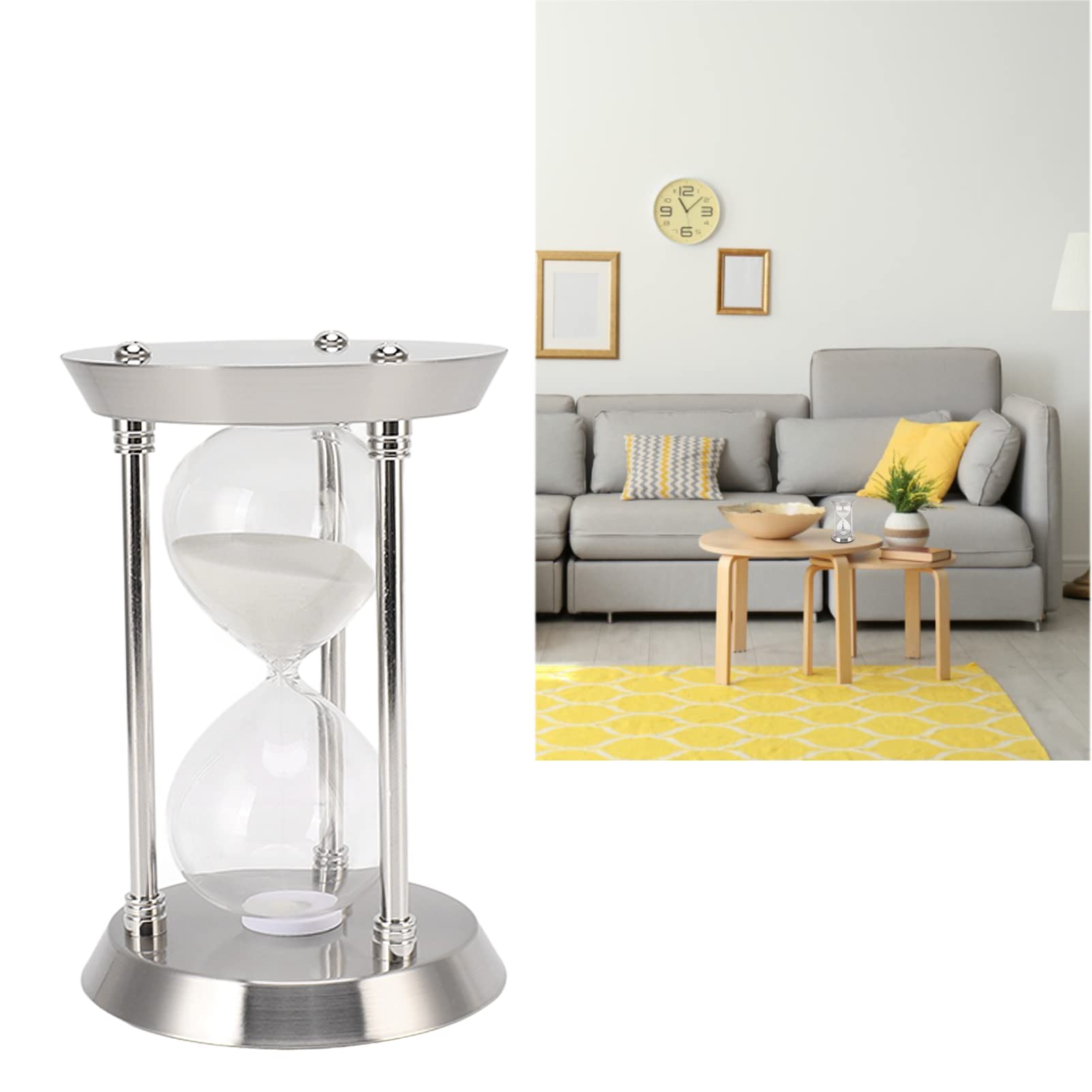 Sanduhr 30 Minuten, Sanduhren Metall Sand Uhr Goldene Deko Hourglass Vintage-Sanduhr Sand Timer mit Hochglanzbeschichtung Austauschbare Sanduhr (M 30min)