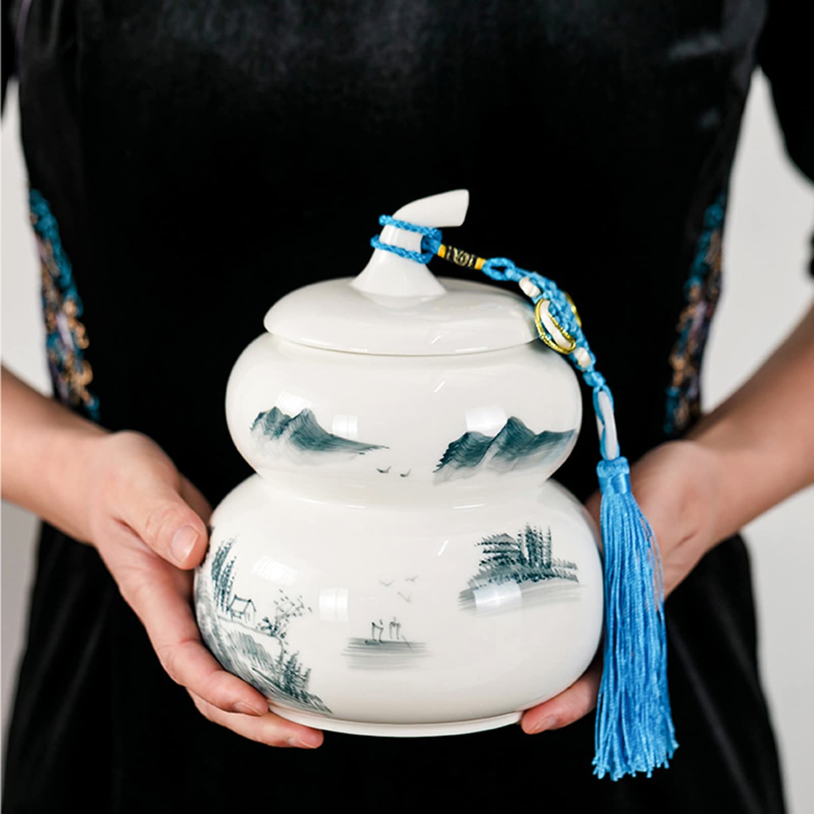 Urny, Pamiątka na prochy – Średniej wielkości ceramiczny słoik urnę(White B)