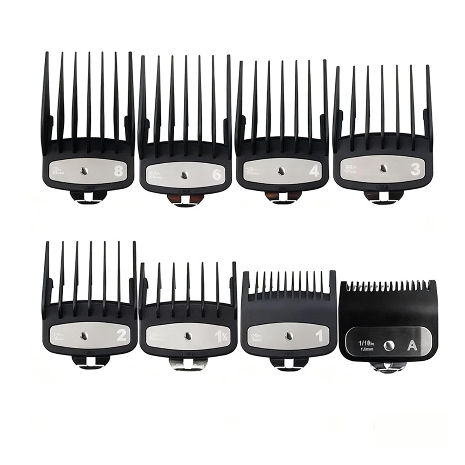 Pettine Guida Limite For Tagliacapelli Professionale, Compatibile Con Keimei, Pettine Guida Taglio Universale For Tagliacapelli Pettine Limite Strumenti For Taglio Di Capelli(Metal-8Pcs(1.5-19mm))
