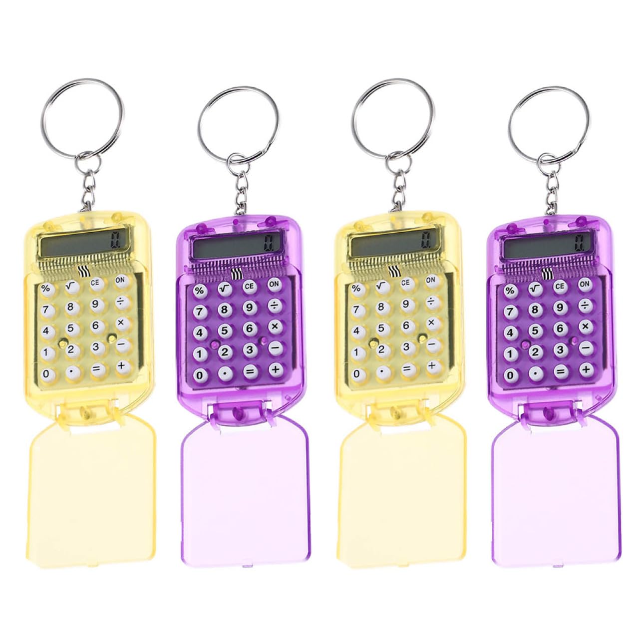 DOITOOL Calculadora De Bolsillo Abatible con Llaveros Mini Calculadora para Estudiantes Y Diseño Práctico Y Portátil para Casa Escuela Y Oficina Piezas X 4