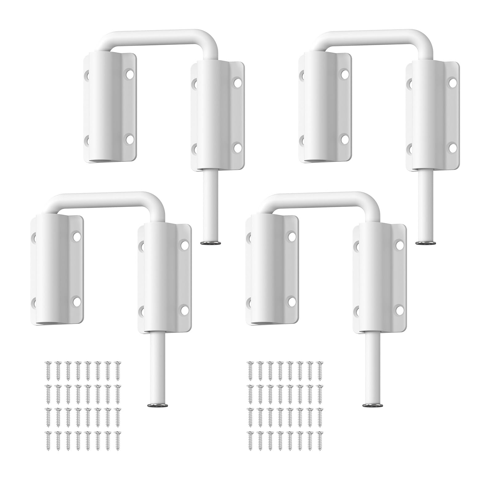 BiceNoning Upgraded Sliding Door Loop Lock, 90/180 Degree Multi-Angle Aluminum Alloy Gate Latches for Barn Door, Closet, Fence, Window, Patio - Security U-Bolt Latch Locks (White-4PCS)