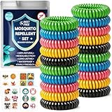Mückenschutz Armband Mückenarmband - 20 Stück Anti Mücken Armband mit 60 Mückenpflaster für Kinder Erwachsene, Camping Zubehör Gadgets Reise Outdoor Mückenabwehr Armband, Urlaub Must Haves Sport