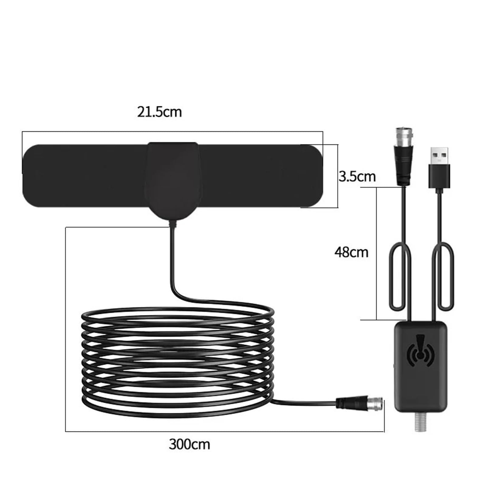 Amplificatore For Antenna TV Digitale HD Da 25 DBi For Interni Ed Esterni, Antenne Domestiche 75 Ohm, Ricezione Televisiva In Chiaro Facile Ampia Compatibilità