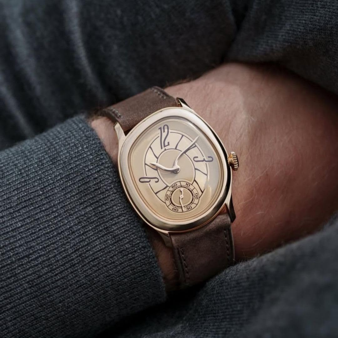 Gosasa Orologio da polso al quarzo, unisex, elegante, con cinturino in pelle morbida, design unico a spirale, alla moda, per uomo e donna, regalo elegante per lui o per lei