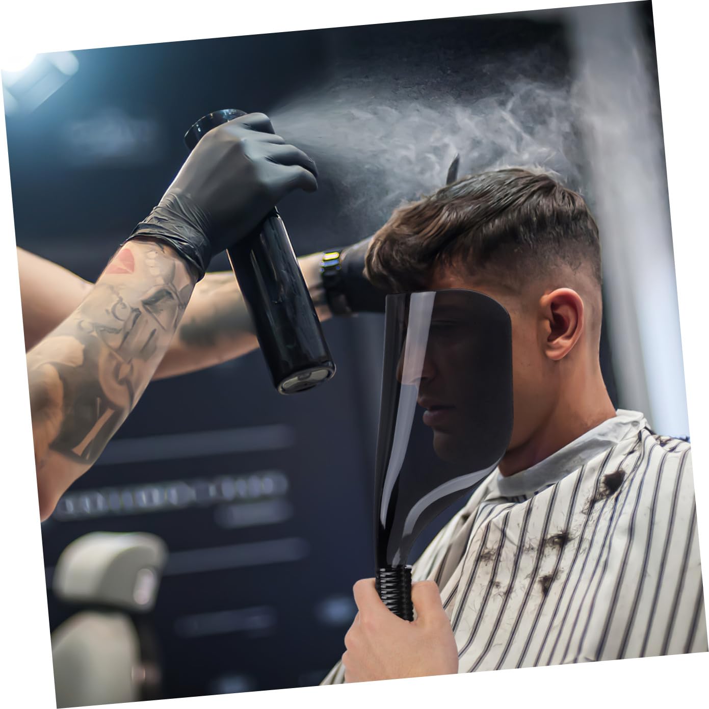 FOMIYES Friseur Gesicht Abdeckung 5st Haarmaske Hair Mask Hair Film Schwarz Maske Friseurbedarf Haarstyling-gerät Trimmer Haarspray-abdeckung Haarspray-gesichtsmaske Für Den Salon Plastik Black