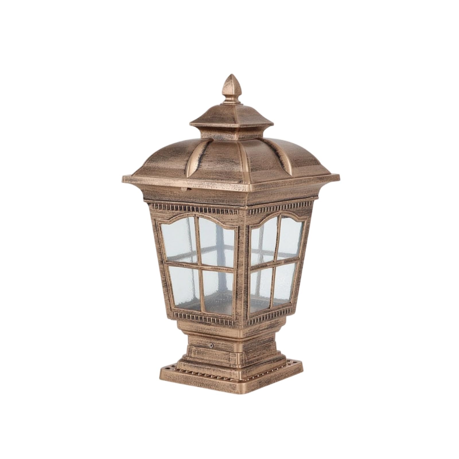 Outdoor Pfeilerlampe Laterne Pfostenleuchte Gartenleuchte Zaunleuchte aus Aluminium mit Gebackenem Farbanstrich IP55 Wassergeschützt Und , Antikbronze , Mittel