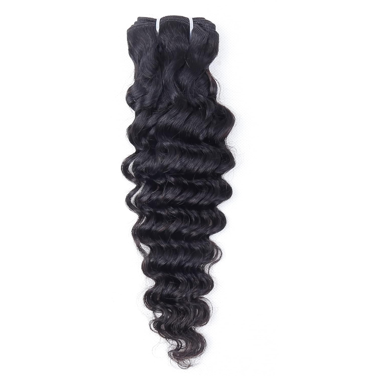 Deep Curly Wave Human Hair Bundles with Closure(10 12 14+10) Brazilian Virgin Human Hair 10A Wet and Wavy 3 Bundles with Lace Closure 70g/bundle Natural Color - Image 2