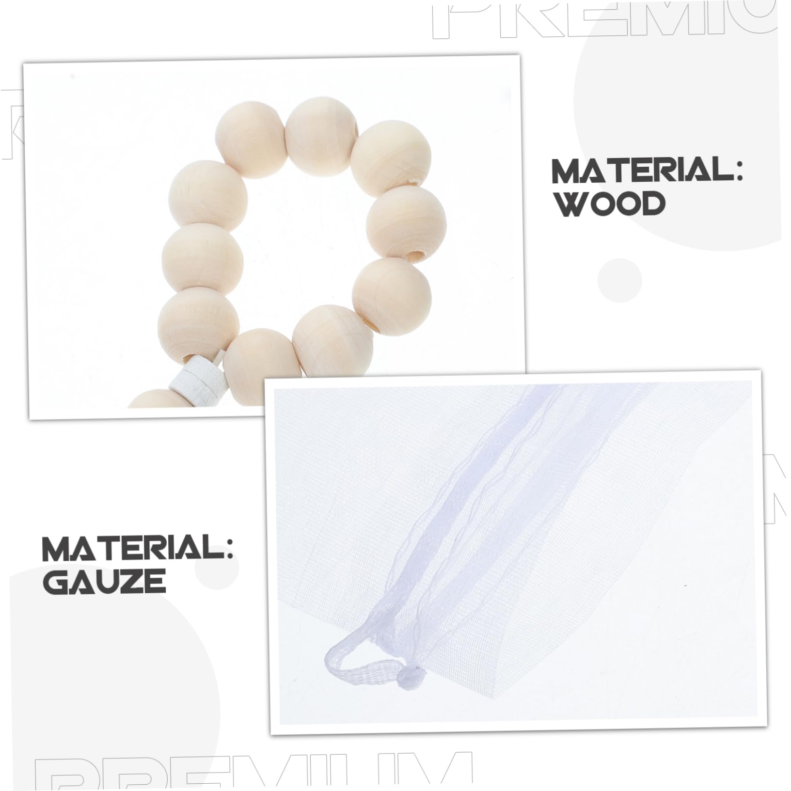 Housoutil Sets de Bracelets Chapelet en Bois et Paquet en Filet avec Perles Lisses pour Baptême Lot de 40 Fête et Célébrations, Accessoires de Prière pour Bébé