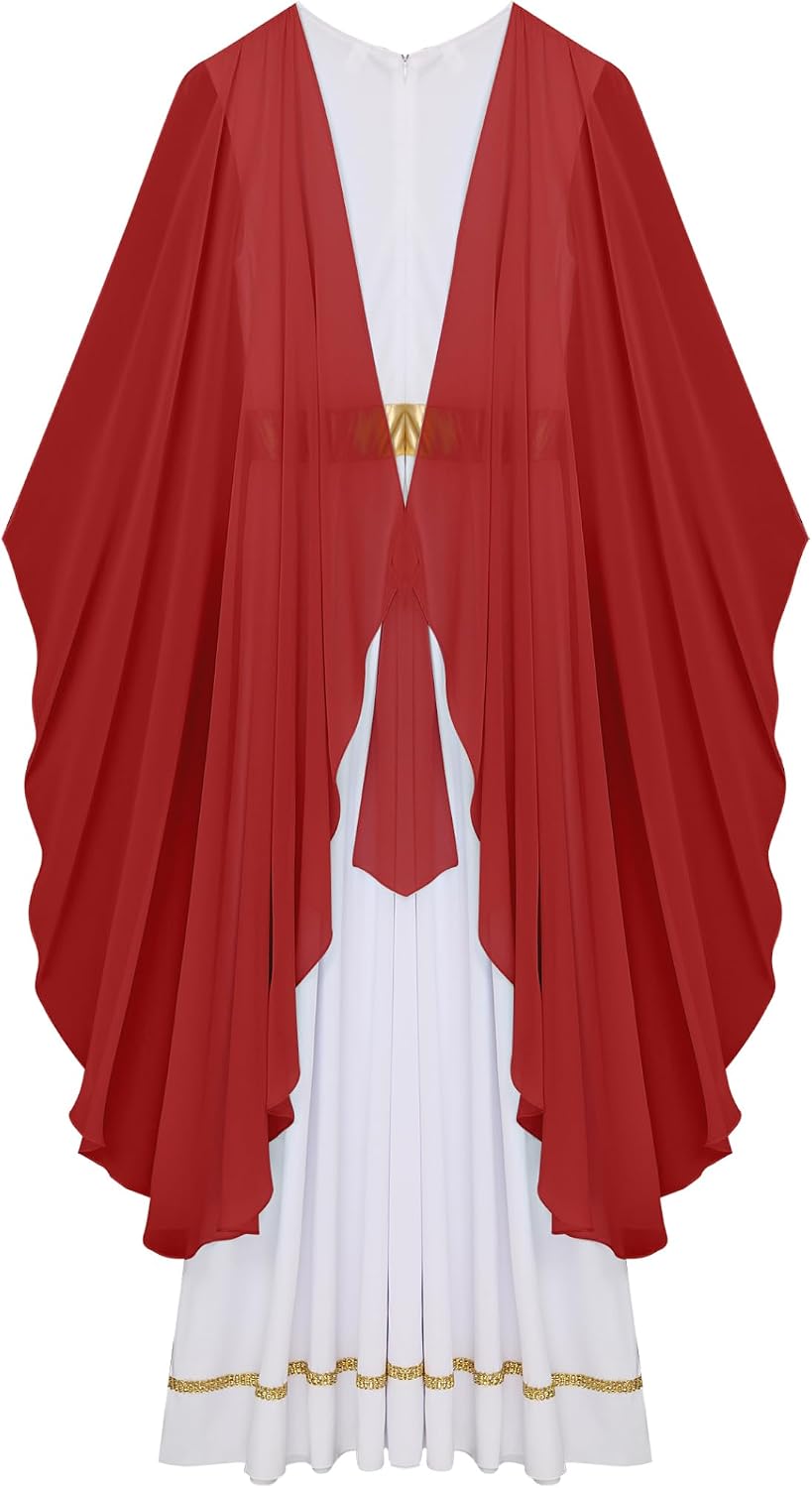 JEYPINMI Women's Greek Costume Roman Queen Princess Ancient Toga Gown Fancy Dress Up