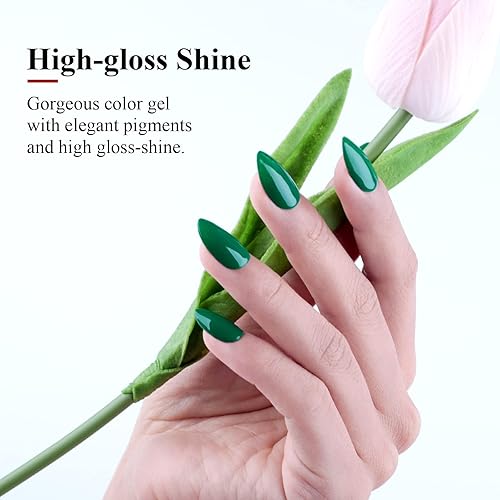 Miniatura 6 de Imtiti Esmalte de uñas de gel, 1 unidad de 0.5 onzas líquidas, esmalte de gel verde esmeralda, no necesita base y capa superior, kit de esmalte de
