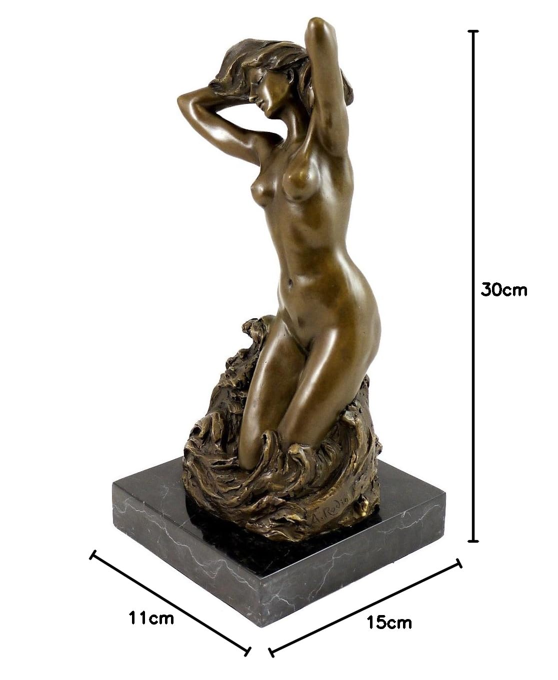 Kunst & Ambiente - Baigneuse (1880) / Frauenakt - signiert - Auguste Rodin Skulpturen Kaufen - Deko Figuren - Erotik Büste - Nackte Frau edel - Wohndeko in Bronze