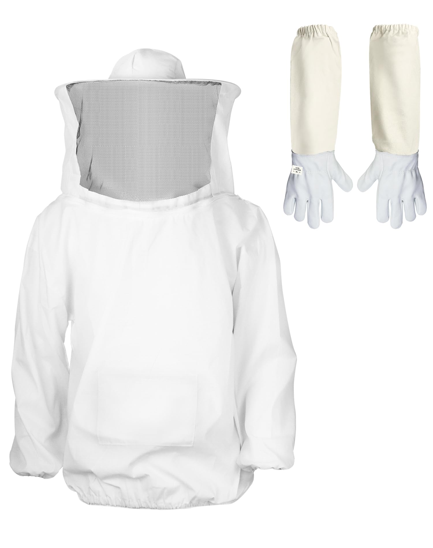 Qwork Beekeeping Suit With Long Gloves, Beekeeper Jacket With Veil, For Professional Bee Bite Prevention, Xl