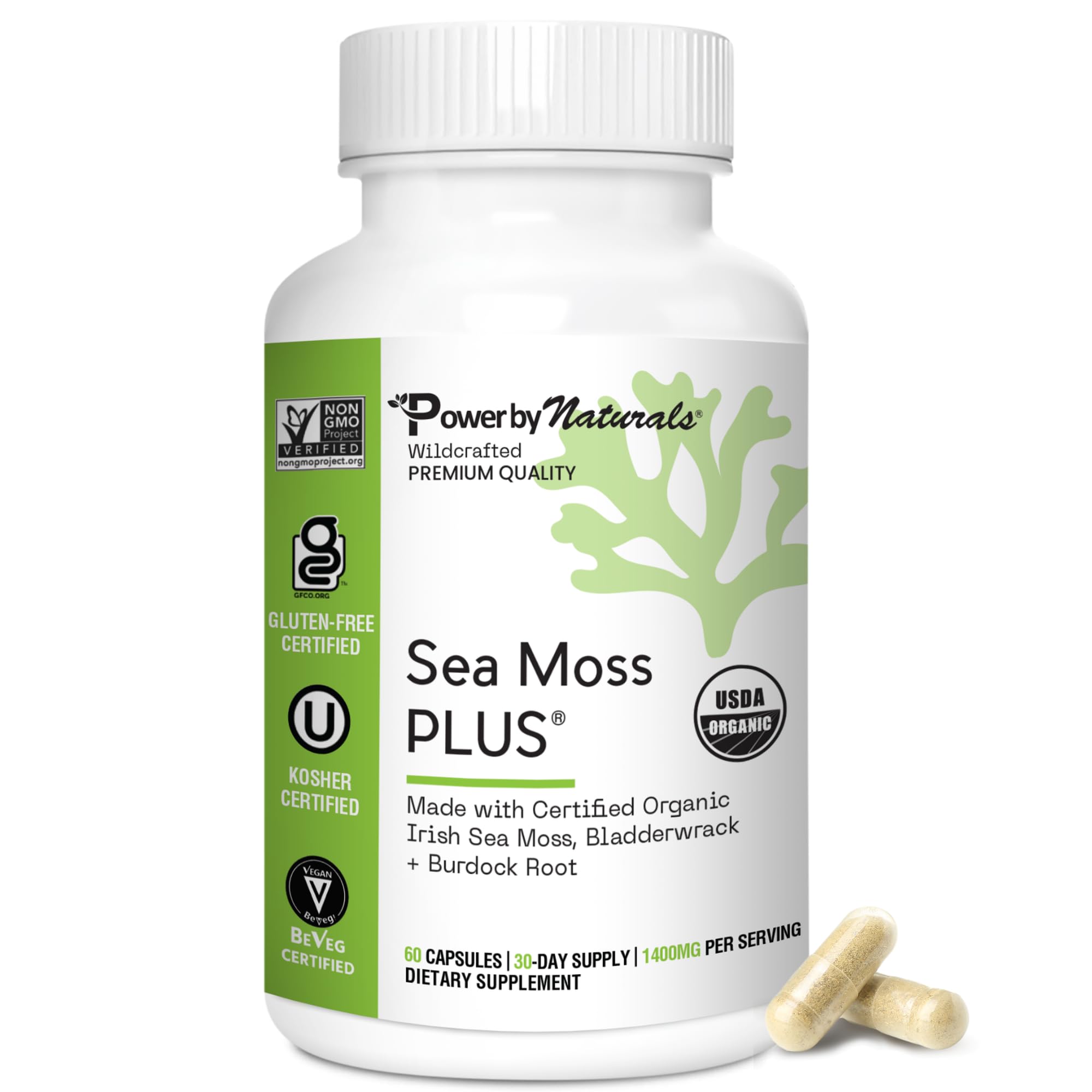 Power By Naturals Sea Moss Plus – USDA Organic Irish Sea Moss Capsules with Bladderwrack & Burdock Root – Immune Support – Vegan, Non-GMO, Gluten-Free – 120 Capsules, 2-Pack (2-Month Supply) — Amazon image 11