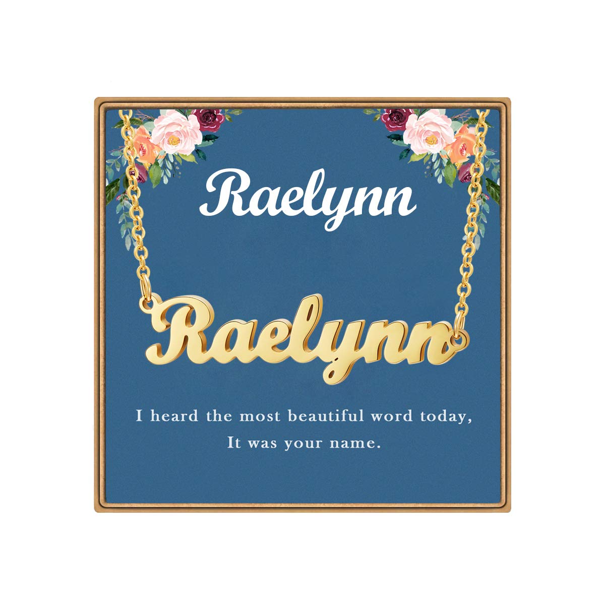 Ldurian Name Necklace Personalized, Customized Name plate necklace,14K gold Plated Personalized Dainty Name Necklace for women girl, Birthday jewelry Gift for Women