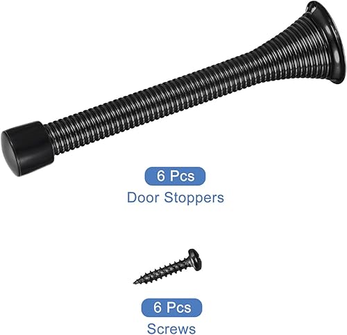 Miniatura 3 de uxcell 6 topes de puerta de resorte, tope de puerta flexible de 3-34 pulgadas con parachoques de goma y tornillos para proteger la parte inferior de