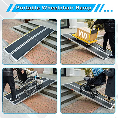 Vnn Portable Wheelchair Ramp 7Ft, Non-Slip Aluminum Folding Handicap Ramp, Door Threshold Wheelchair Ramps For Home, Wheel Chair Ramp For Home Steps, Scooter Ramp For Car, Doorways, Curbs, Stairs #TOP5
