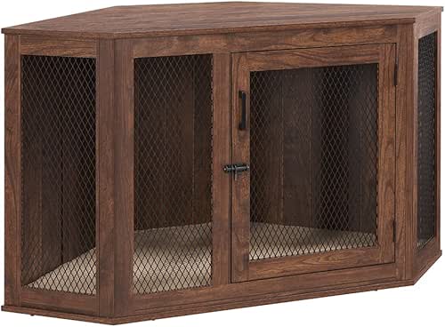 unipaws Furniture Style Corner Dog Crate for Medium Large Dogs,