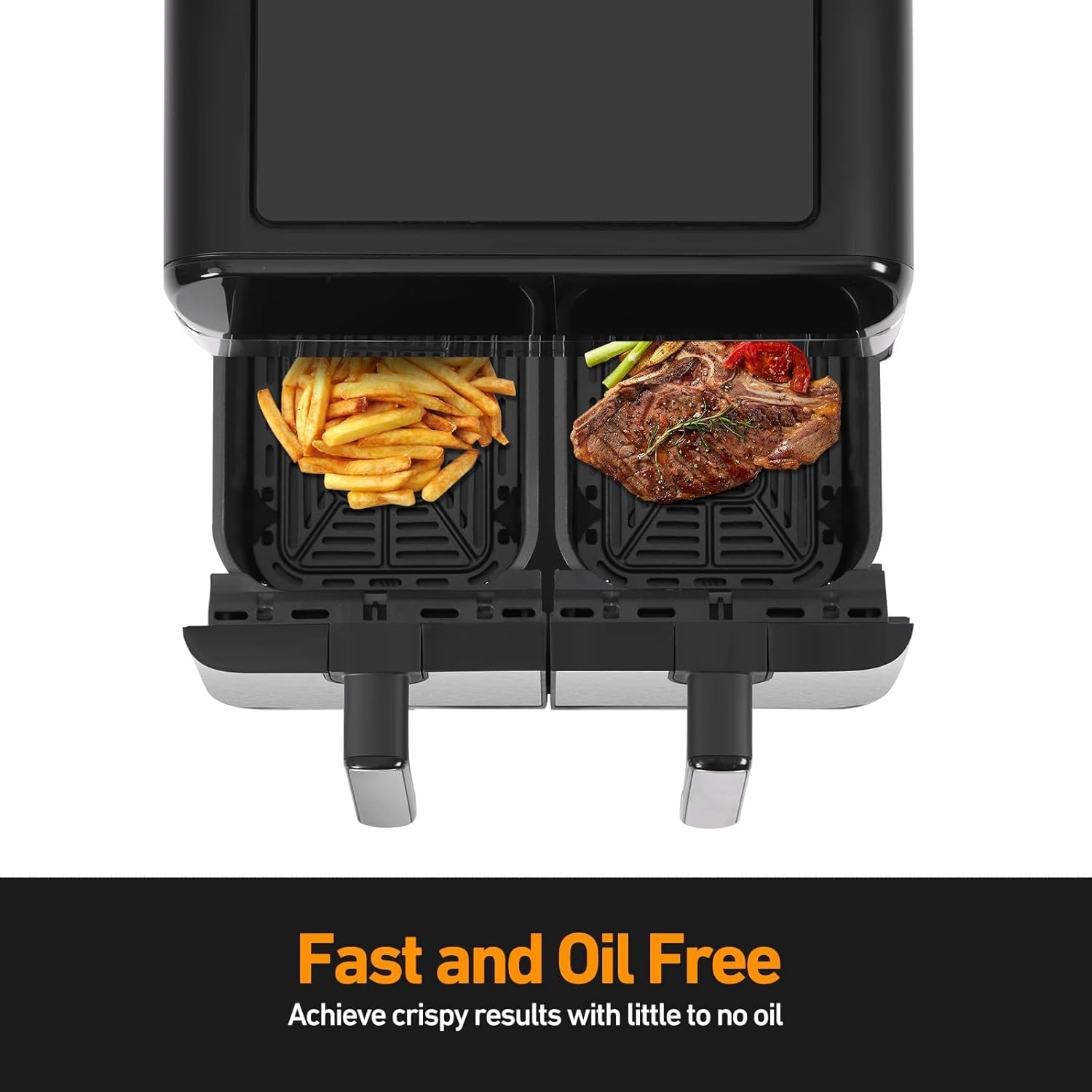 مقلاة هوائية مزدوجة من الفولاذ المقاوم للصدأ | 9 لتر و8 برامج ... - view 4