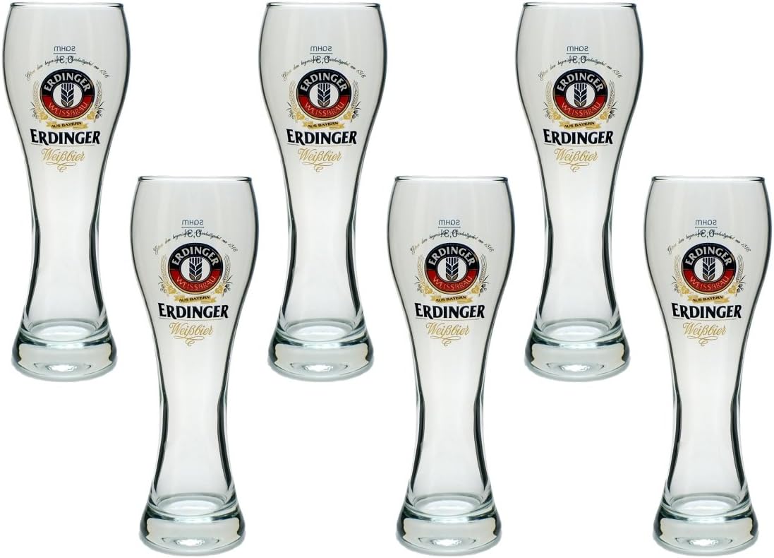 ERDINGER BEER GLASSES SET OF 6 GLASSES HALF PINT, BRAND NEW