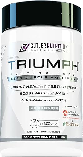 TRIUMPH Potenciador de testosterona para hombres el mejor refuerzo de prueba y bloqueador de estrógenos para hombres con DIM, KSM 66 Ashwagandha y