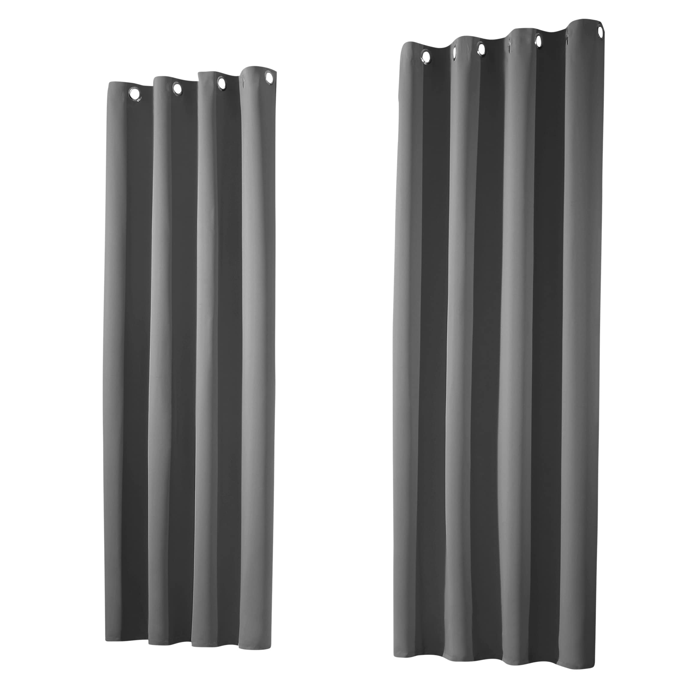 Set van 2 thermische verduisteringsgordijnen met inslagringen, gordijnen, verduisterend, isolerend, ondoorzichtig 145 x 135 cm (h x b), zilvergrijs, type 139, 2 stuks
